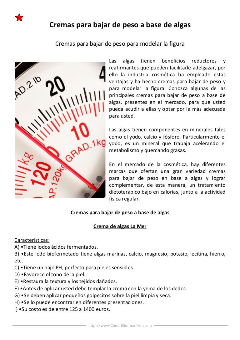 marcas de cremas para apearse de peso
